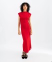 Robe longue en microfibre à manches courtes femme